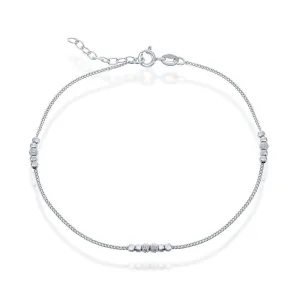 SS Shiny and Dia Cut Beads Anklet
