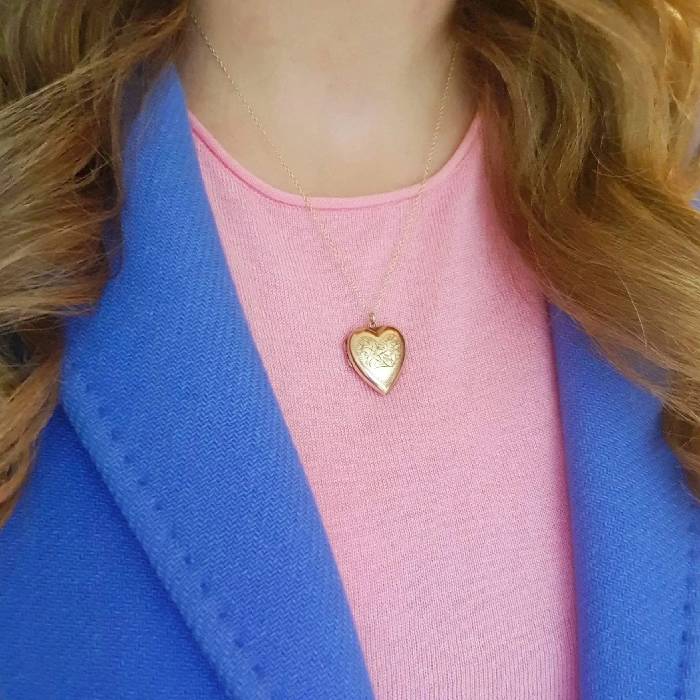 Vintage 1930s Heart 9ct Gold Locket Necklace